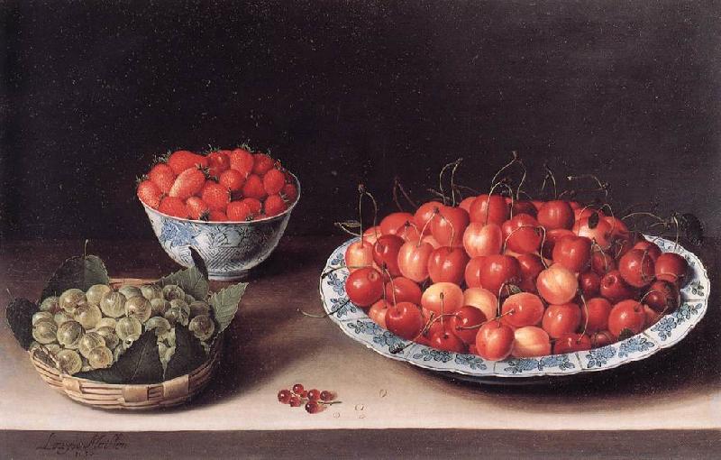 MOILLON, Louise Still-Life with Cherries, Strawberries and Gooseberries ag Germany oil painting art